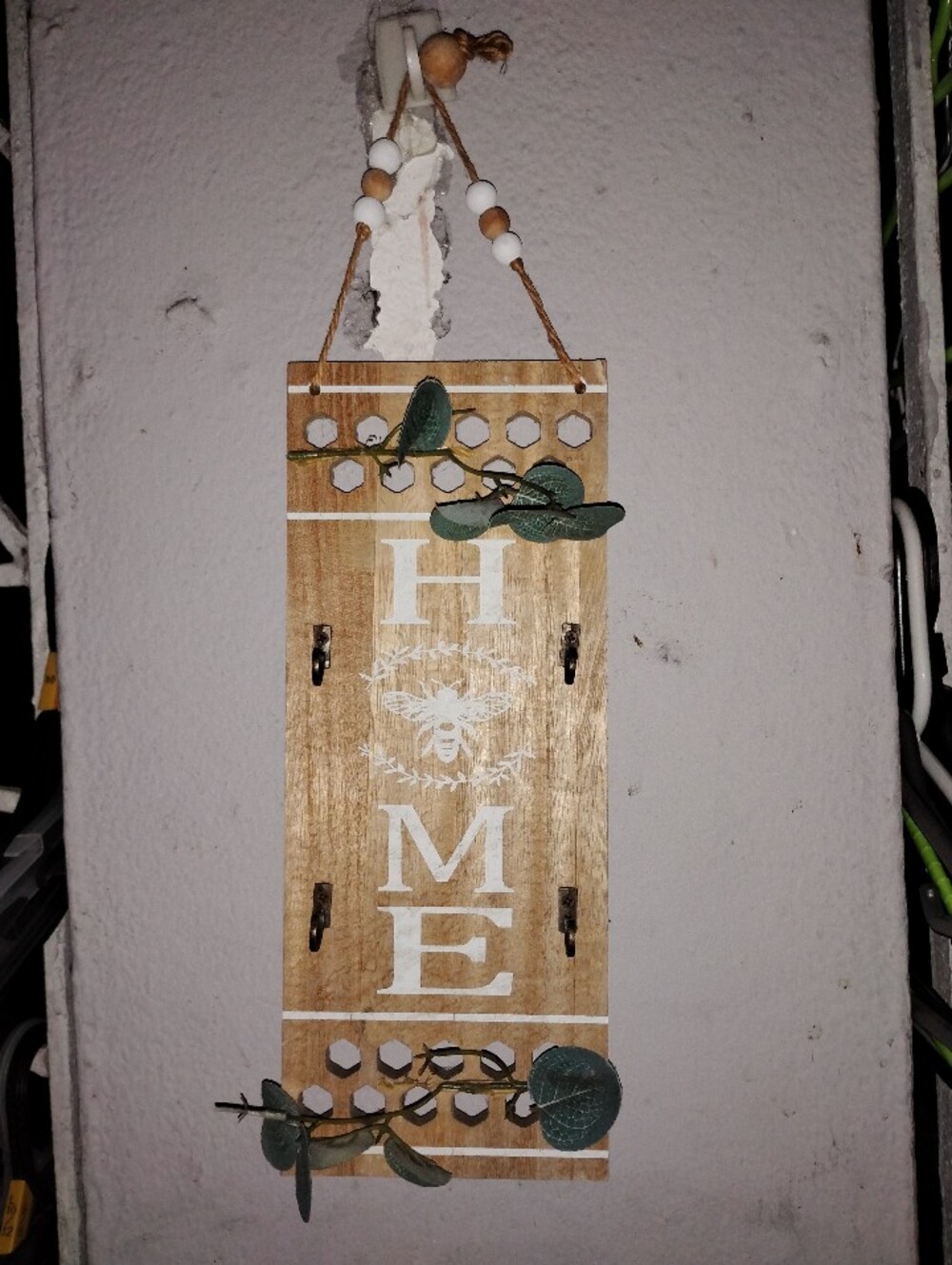 HOME Wooden Wall Hanging with Greenery - Rustic Farmhouse Decor